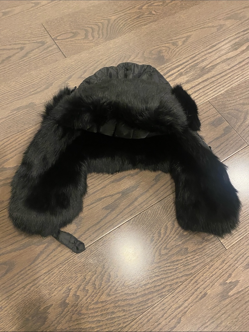 Black Faux Fur Trapper Hat for Kids - Cozy Winter Earflap Hat